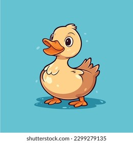 Cartoon duck on vector art illustration