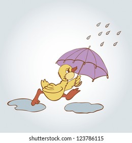 cartoon duck in the rain