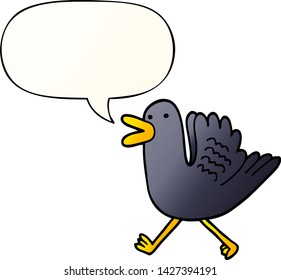 cartoon duck running with speech bubble in smooth gradient style