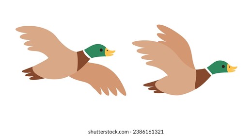 Cartoon duck sketch line icon. Сute bird icons set. Childish print for nursery, kids apparel, poster, postcard, pattern.