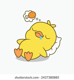 cartoon duck sleeping Eating chicken