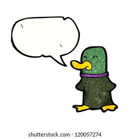 pato de dibujos animados con burbuja de habla