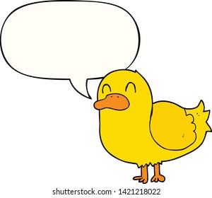Cartoon-Ente mit Sprachblase