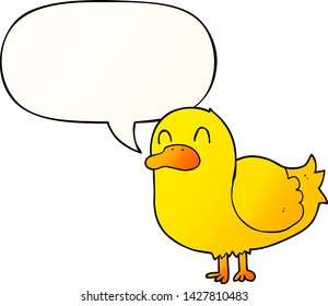 cartoon duck with speech bubble in smooth gradient style