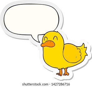 Cartoon-Ente mit Redeblase-Aufkleber