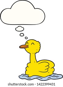pato de dibujos animados con burbuja de pensamientos