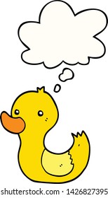 pato de dibujos animados con burbuja de pensamientos