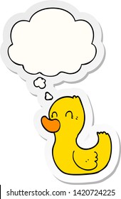cartoon duck with thought bubble as a printed sticker