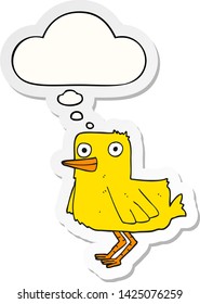pato de dibujos animados con burbuja de pensamiento como pegatina impresa