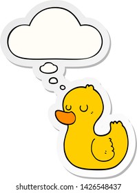 cartoon duck with thought bubble as a printed sticker