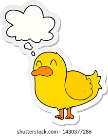 cartoon duck with thought bubble as a printed sticker