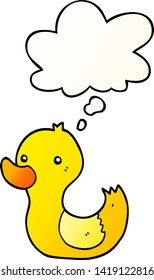 cartoon duck with thought bubble in smooth gradient style