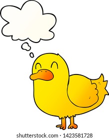 cartoon duck with thought bubble in smooth gradient style