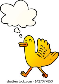 cartoon duck with thought bubble in smooth gradient style