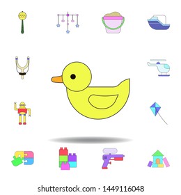 cartoon duck toy colored icon. set of children toys illustration icons. signs, symbols can be used for web, logo, mobile app, UI, UX