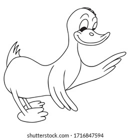 Cartoon duck vector coloring illustration, Coloring book,
Vector illustration for children.