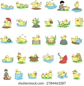 A cartoon duck vector pack illustration