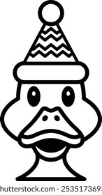 A cartoon duck wearing a hat and a santa hat