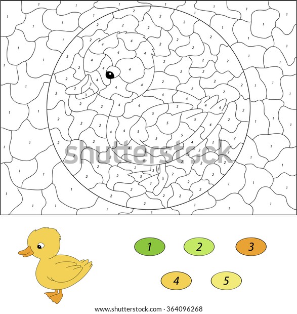 Cartoon Duckling Color By Number Educational Stock Vector (Royalty Free ...