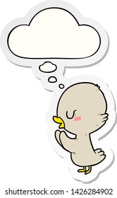 cartoon duckling with thought bubble as a printed sticker