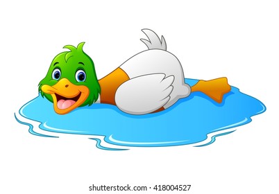 Cartoon ducks floats on water