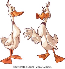 Cartoon of Ducks With Long Neck