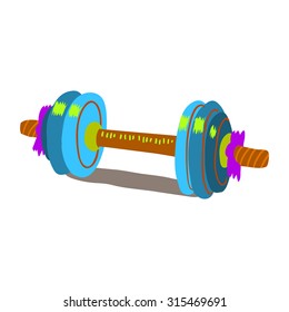 Cartoon dumbbells flat icon. The vector illustration for ui, web games, tablets, wallpapers, and patterns.