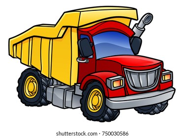 Cartoon dump tipper truck lorry construction vehicle illustration