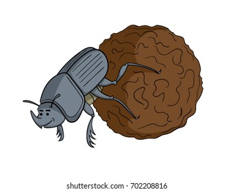 Cartoon dung beetle