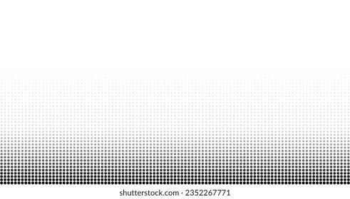 Cartoon duotone banner. Monochrome backdrop. Dot pattern with halftone effect. Black white pop art gradient. Half tone fade background. radial print. Anime gradation frame. Vector illustration