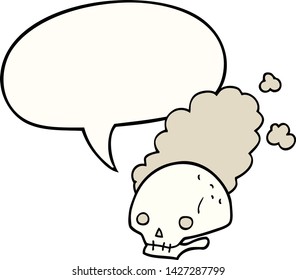 cartoon dusty old skull with speech bubble