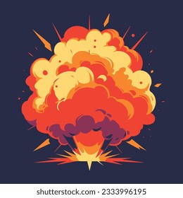 Dinamita de caricatura o explosión de bomba. Boom nubes y elementos de humo. Explosión peligrosa.