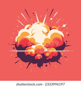 Dinamita de caricatura o explosión de bomba. Boom nubes y elementos de humo. Explosión peligrosa.