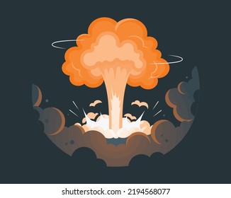 Cartoon-Dynamit oder Bombenexplosion, Feuer. Boom Wolken und Rauchelemente für UI-Spieledesign. Gefährliche explosive Detonation, atomare Comics-Detonatoren für mobile Animation, einzelne Vektorsymbol
