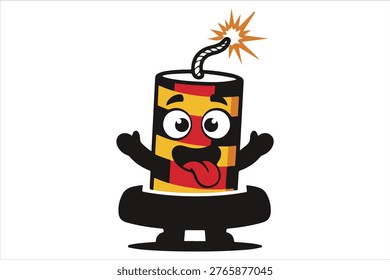Cartoon dynamite fire character facs vector icon