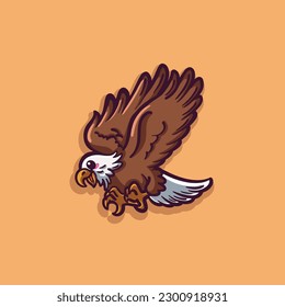 Cartoon eagle with a brown background
