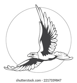 Cartoon Eagle Coloring Page Vector