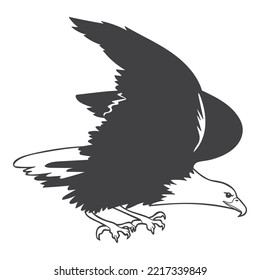 Cartoon Eagle Coloring Page Vector