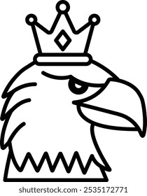 A cartoon eagle with a crown on its head