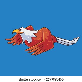 cartoon eagle flying. Isolated animal illustration. Flat Style Sticker Icon Premium vector