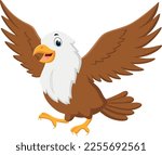 Cartoon eagle flying isolated on white background