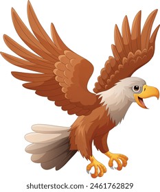 Cartoon eagle flying isolated on white background