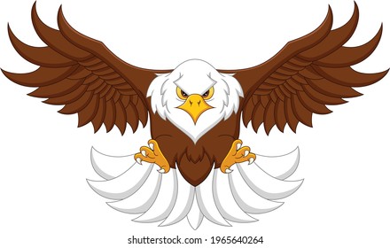 cartoon eagle flying on a white background