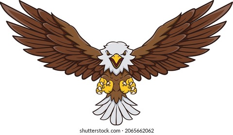 Cartoon eagle flying on white background