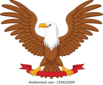 Cartoon eagle grip the blank ribbon