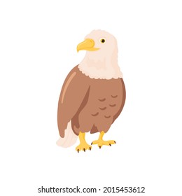Cartoon eagle isolated element. Wild bird, vector illustration, sticker, print.