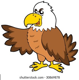 Cartoon eagle on white background - vector illustration.