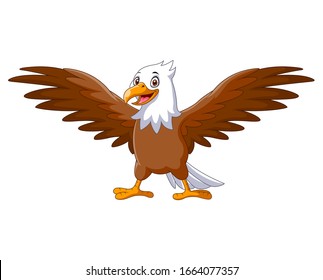 Cartoon eagle standing with wings extended