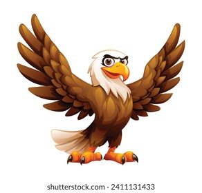 Cartoon eagle vector illustration isolated on white background