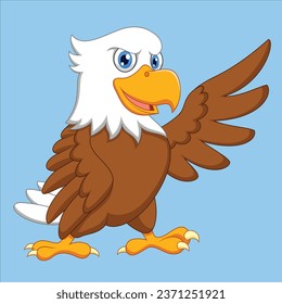 Cartoon eagle waving wing character design illustration
